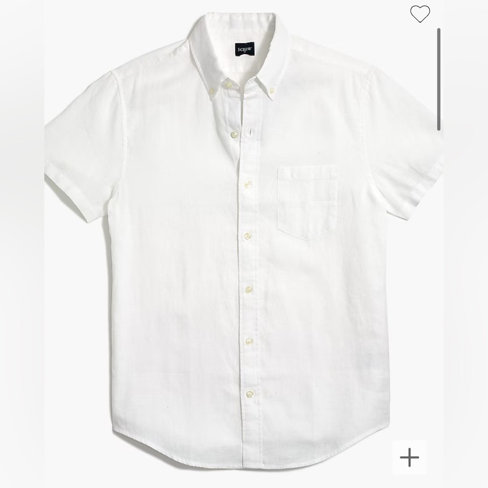 J Crew Men’s Medium White Short Sleeve Button Up Linen NWT